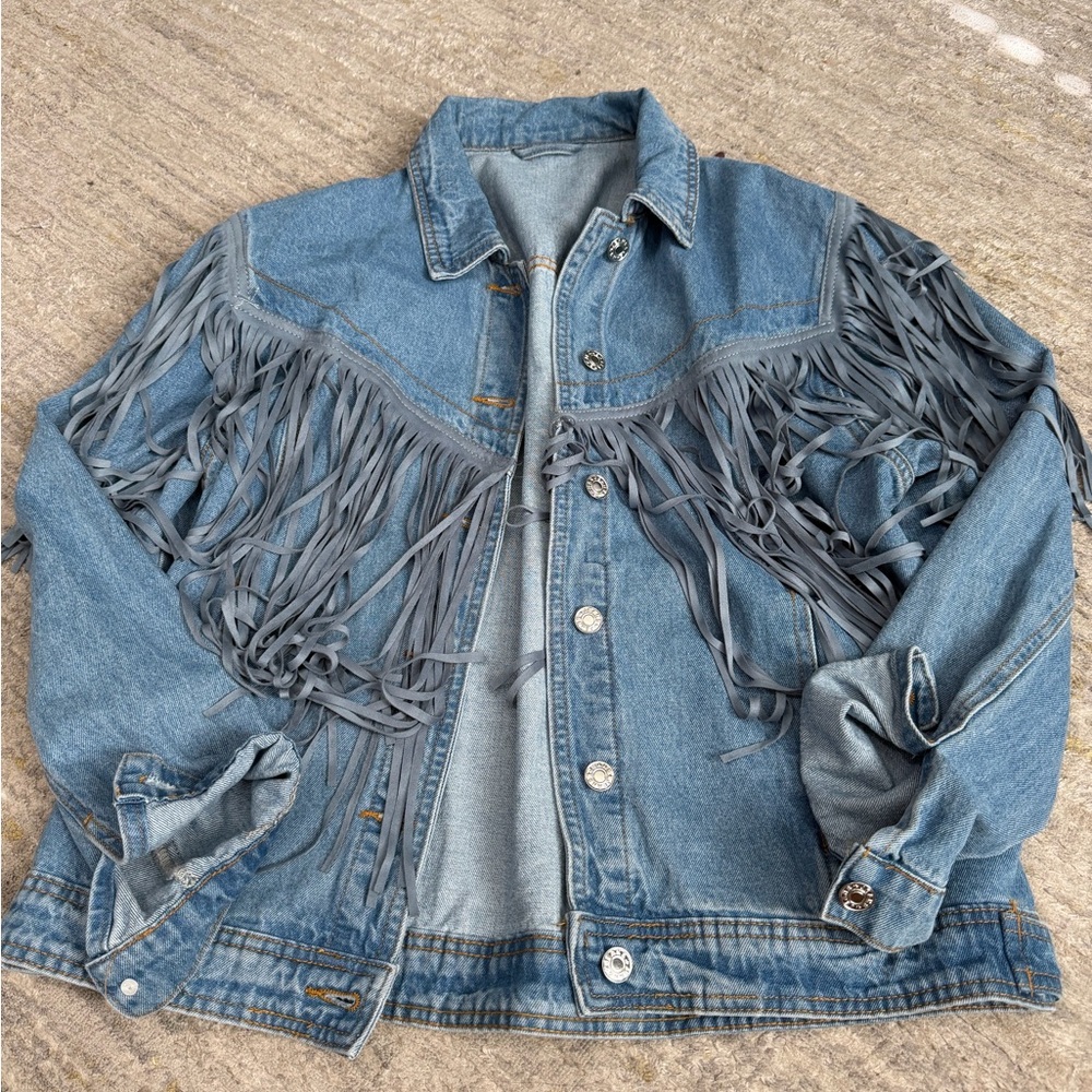 Fringe Denim Jacket - Blue